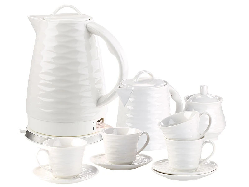 Rosenstein & Söhne Wasserkocher Porzellan:Porzell-Wasserkocher WSK-270.rtr, 1,7 L, 1500W Mit Kaffee-/Tee-Service 3 Rosenstein & Söhne Wasserkocher Porzellan:Porzell-Wasserkocher WSK-270.rtr, 1,7 L, 1500W Mit Kaffee-/Tee-Service – Bild 2