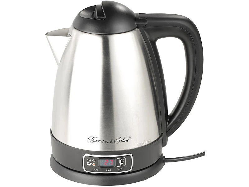 Rosenstein & Söhne Tee Wasserkocher:Edelstahl-Wasserkocher Mit Temperatur-Wahl, 1,8 Liter, 1.830 Watt 5 Rosenstein & Söhne Tee Wasserkocher:Edelstahl-Wasserkocher Mit Temperatur-Wahl, 1,8 Liter, 1.830 Watt – Bild 3