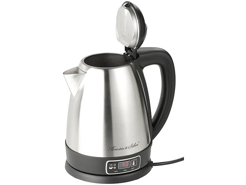 Rosenstein & Söhne Tee Wasserkocher:Edelstahl-Wasserkocher Mit Temperatur-Wahl, 1,8 Liter, 1.830 Watt 10 Rosenstein & Söhne Tee Wasserkocher:Edelstahl-Wasserkocher Mit Temperatur-Wahl, 1,8 Liter, 1.830 Watt – Bild 8