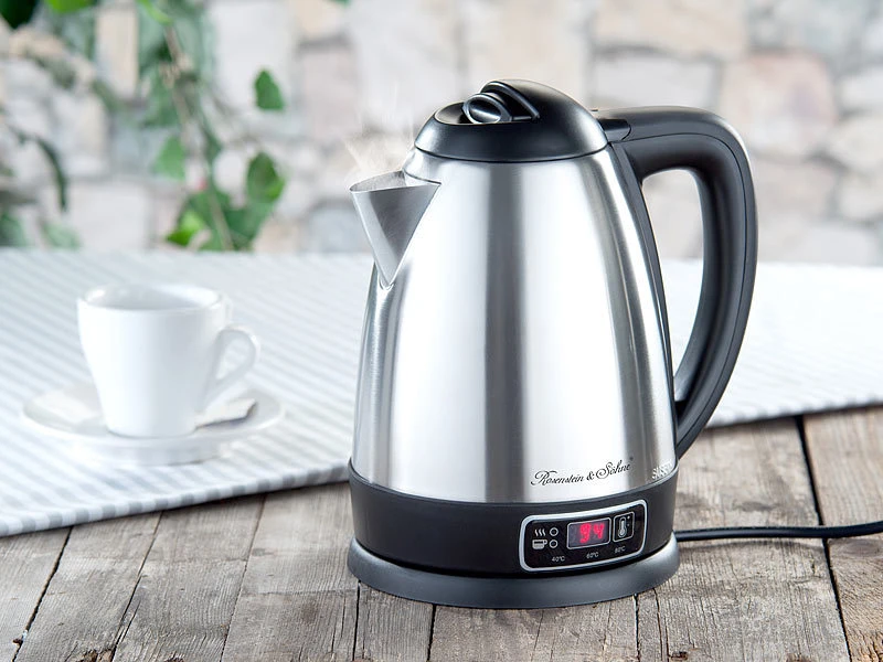 Rosenstein & Söhne Tee Wasserkocher:Edelstahl-Wasserkocher Mit Temperatur-Wahl, 1,8 Liter, 1.830 Watt 7 Rosenstein & Söhne Tee Wasserkocher:Edelstahl-Wasserkocher Mit Temperatur-Wahl, 1,8 Liter, 1.830 Watt – Bild 5