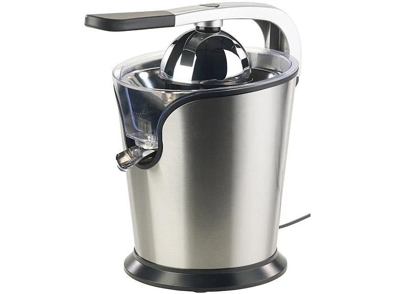 Rosenstein & Söhne Orangenpresse Elektrisch:Elektrische Edelstahl-Zitruspresse, 2 Aufsätze, Saftbehälter, 160 Watt 6 Rosenstein & Söhne Orangenpresse Elektrisch:Elektrische Edelstahl-Zitruspresse, 2 Aufsätze, Saftbehälter, 160 Watt – Bild 5