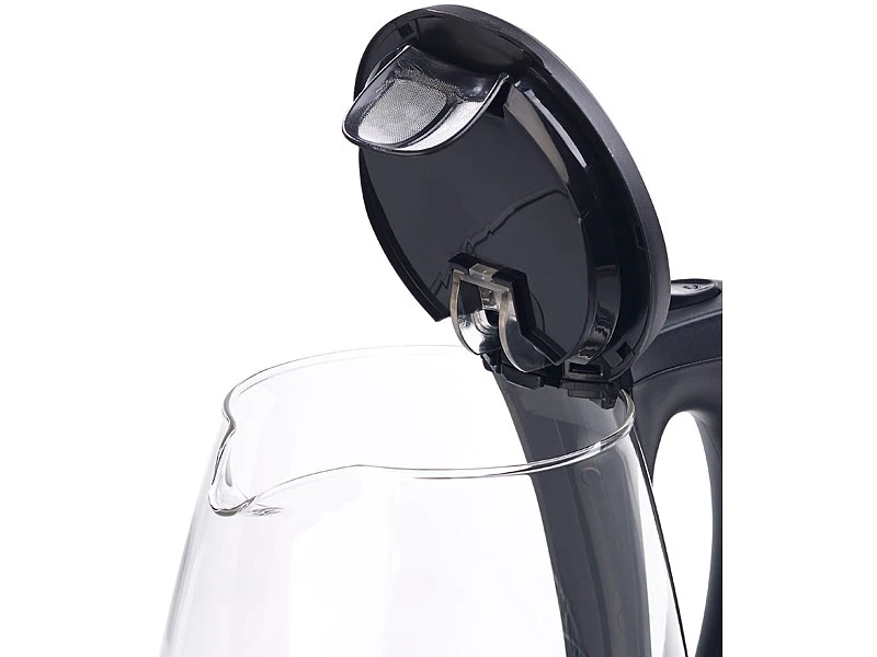 Rosenstein & Söhne Kettle:Glas-Wasserkocher Mit Blauer LED-Beleuchtung, 2.200 Watt, 1,7 Liter 5 Rosenstein & Söhne Kettle:Glas-Wasserkocher Mit Blauer LED-Beleuchtung, 2.200 Watt, 1,7 Liter – Bild 3