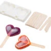 Rosenstein & Söhne Stieleisformen Silikon:Silikon-Form Für 2 Herz-Eis Am Stiel, Je 80 Ml, Mit 24 Holzstielen -Rosenstein & Söhne Shop nx7957 7