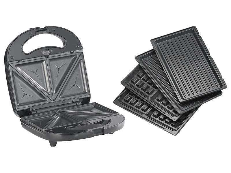 Rosenstein & Söhne Sandwichtoaster:3in1-Sandwichmaker, Waffeleisen & Tischgrill, Anti-Haft, 800 Watt 4 Rosenstein & Söhne Sandwichtoaster:3in1-Sandwichmaker, Waffeleisen & Tischgrill, Anti-Haft, 800 Watt – Bild 2