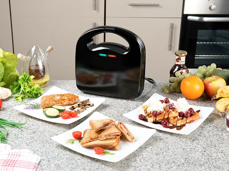 Rosenstein & Söhne Sandwichtoaster:3in1-Sandwichmaker, Waffeleisen & Tischgrill, Anti-Haft, 800 Watt 11 Rosenstein & Söhne Sandwichtoaster:3in1-Sandwichmaker, Waffeleisen & Tischgrill, Anti-Haft, 800 Watt – Bild 9