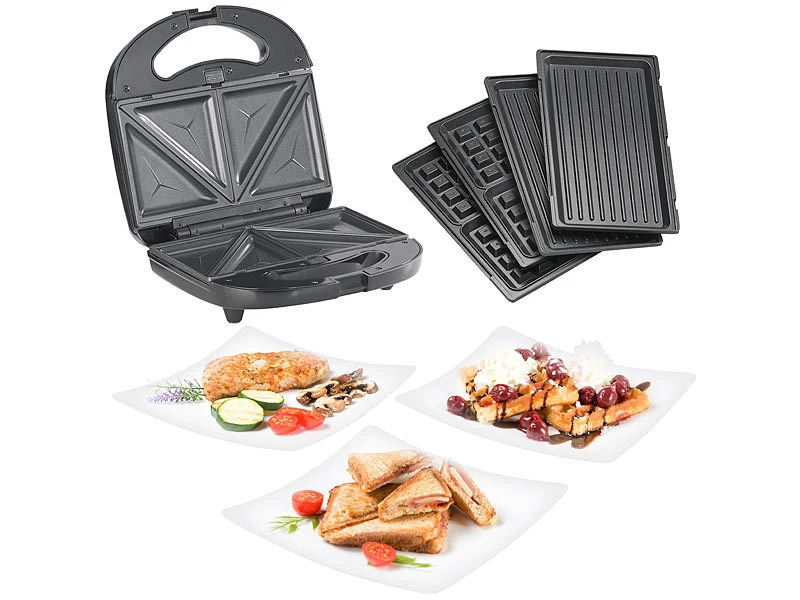 Rosenstein & Söhne Sandwichtoaster:3in1-Sandwichmaker, Waffeleisen & Tischgrill, Anti-Haft, 800 Watt 3 Rosenstein & Söhne Sandwichtoaster:3in1-Sandwichmaker, Waffeleisen & Tischgrill, Anti-Haft, 800 Watt