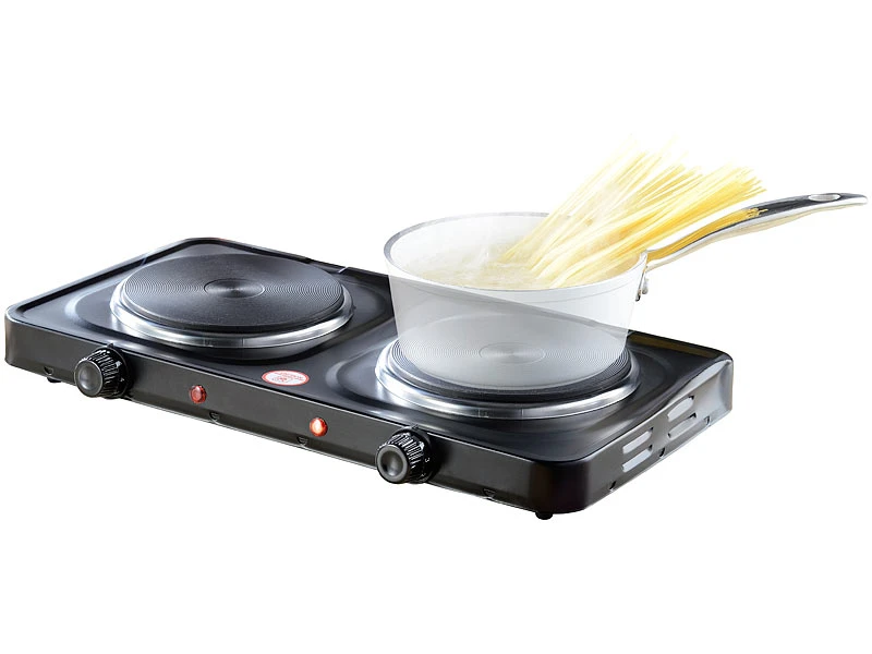 Rosenstein & Söhne Doppelkochplatte:Kompakte Elektrische Doppel-Kochplatte 2.000 Watt, 2x 155 Mm, 5 Stufen 3 Rosenstein & Söhne Doppelkochplatte:Kompakte Elektrische Doppel-Kochplatte 2.000 Watt, 2x 155 Mm, 5 Stufen