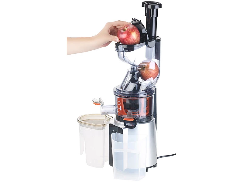 Rosenstein & Söhne Gemüsepresse:3in1-Slow-Juicer & Entsafter Mit Gemüse-Reibe & Eis-Aufsatz, 200 Watt 4 Rosenstein & Söhne Gemüsepresse:3in1-Slow-Juicer & Entsafter Mit Gemüse-Reibe & Eis-Aufsatz, 200 Watt – Bild 2