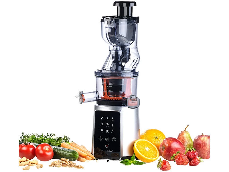 Rosenstein & Söhne Gemüsepresse:3in1-Slow-Juicer & Entsafter Mit Gemüse-Reibe & Eis-Aufsatz, 200 Watt 5 Rosenstein & Söhne Gemüsepresse:3in1-Slow-Juicer & Entsafter Mit Gemüse-Reibe & Eis-Aufsatz, 200 Watt – Bild 3