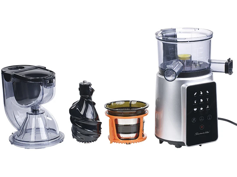Rosenstein & Söhne Gemüsepresse:3in1-Slow-Juicer & Entsafter Mit Gemüse-Reibe & Eis-Aufsatz, 200 Watt 11 Rosenstein & Söhne Gemüsepresse:3in1-Slow-Juicer & Entsafter Mit Gemüse-Reibe & Eis-Aufsatz, 200 Watt – Bild 9