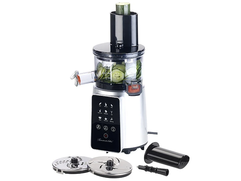 Rosenstein & Söhne Gemüsepresse:3in1-Slow-Juicer & Entsafter Mit Gemüse-Reibe & Eis-Aufsatz, 200 Watt 16 Rosenstein & Söhne Gemüsepresse:3in1-Slow-Juicer & Entsafter Mit Gemüse-Reibe & Eis-Aufsatz, 200 Watt – Bild 14