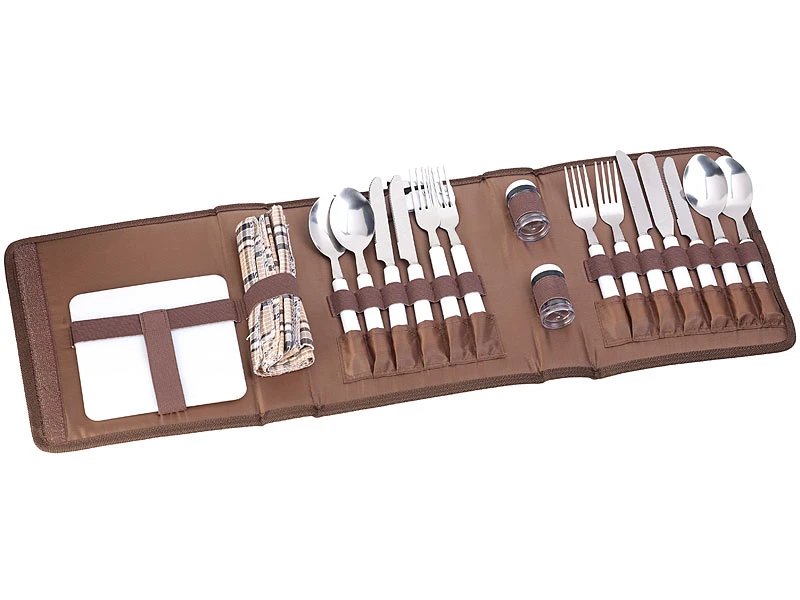 PEARL Picknick Besteckset:22-tlg. Picknick-Besteck-Set Für 4 Personen, Mit Salz-/Pfefferstreuer 3 PEARL Picknick Besteckset:22-tlg. Picknick-Besteck-Set Für 4 Personen, Mit Salz-/Pfefferstreuer