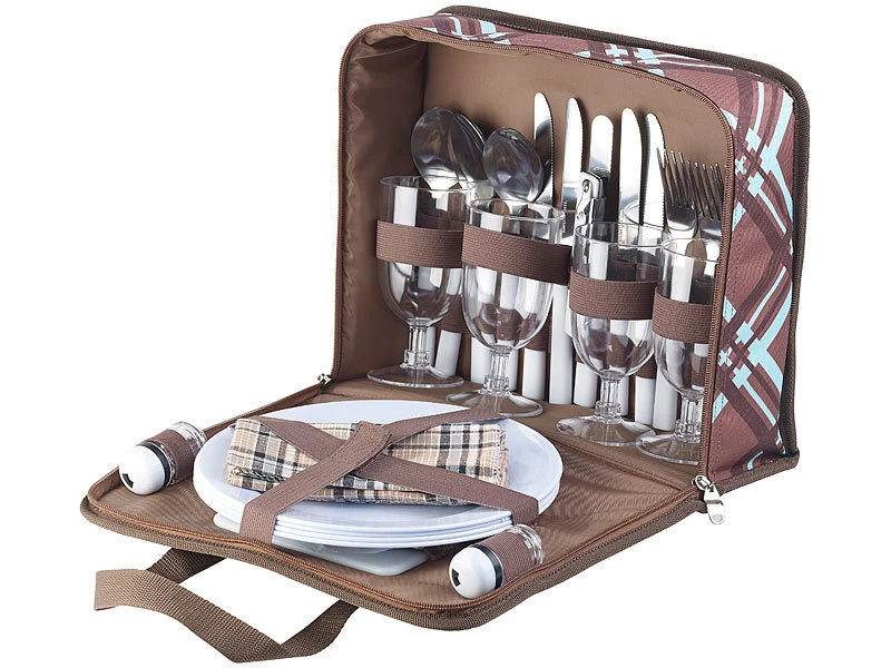 Xcase Picknicktasche:30-teiliges Picknick-Set Für 4 Personen, Inkl. Tasche, Teller, Gläser 4 Xcase Picknicktasche:30-teiliges Picknick-Set Für 4 Personen, Inkl. Tasche, Teller, Gläser – Bild 2