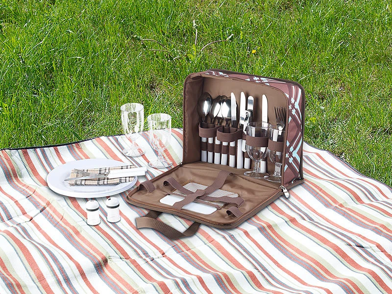 Xcase Picknicktasche:30-teiliges Picknick-Set Für 4 Personen, Inkl. Tasche, Teller, Gläser 7 Xcase Picknicktasche:30-teiliges Picknick-Set Für 4 Personen, Inkl. Tasche, Teller, Gläser – Bild 5