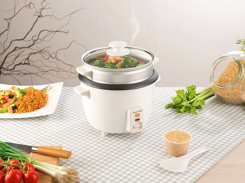 Rosenstein & Söhne Multikocher:Reiskocher Mit Dampfgar-Einsatz & Warmhaltefunktion, 1 L, 400 Watt 6 Rosenstein & Söhne Multikocher:Reiskocher Mit Dampfgar-Einsatz & Warmhaltefunktion, 1 L, 400 Watt – Bild 4