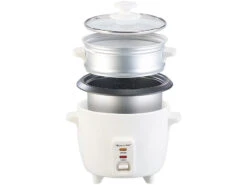 Rosenstein & Söhne Rice Cooker:Mini-Reiskocher Mit Dampfgar-Einsatz & Warmhaltefunktion, 0,5 L, 350 W