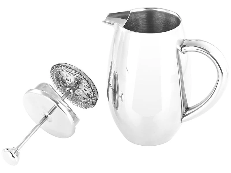Rosenstein & Söhne French Press Thermos:Thermo-Kaffeebereiter, French-Press, Edelstahl, Doppelwandig, 350 Ml 6 Rosenstein & Söhne French Press Thermos:Thermo-Kaffeebereiter, French-Press, Edelstahl, Doppelwandig, 350 Ml – Bild 4