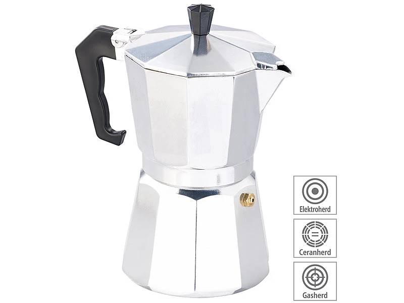 Cucina Di Modena Espresso-Kanne:Espresso-Kocher Für 6 Tassen, Für Gas, Elektro-Herd Versandrückläufer 4 Cucina Di Modena Espresso-Kanne:Espresso-Kocher Für 6 Tassen, Für Gas, Elektro-Herd Versandrückläufer – Bild 2