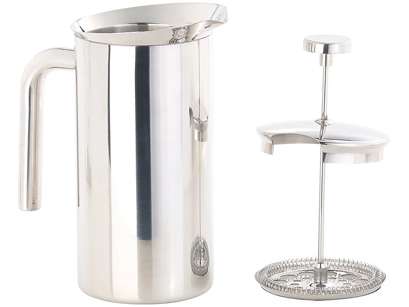 Rosenstein & Söhne Kaffeepresse:Thermo-Kaffeebereiter, French-Press, Edelstahl, Doppelwandig, 1 Liter 7 Rosenstein & Söhne Kaffeepresse:Thermo-Kaffeebereiter, French-Press, Edelstahl, Doppelwandig, 1 Liter – Bild 5