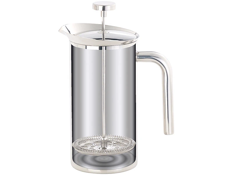 Rosenstein & Söhne Kaffeepresse:Thermo-Kaffeebereiter, French-Press, Edelstahl, Doppelwandig, 1 Liter 4 Rosenstein & Söhne Kaffeepresse:Thermo-Kaffeebereiter, French-Press, Edelstahl, Doppelwandig, 1 Liter – Bild 2