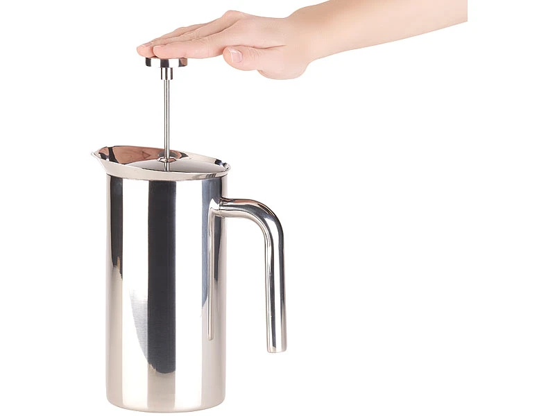 Rosenstein & Söhne Kaffeepresse:Thermo-Kaffeebereiter, French-Press, Edelstahl, Doppelwandig, 1 Liter 3 Rosenstein & Söhne Kaffeepresse:Thermo-Kaffeebereiter, French-Press, Edelstahl, Doppelwandig, 1 Liter