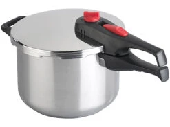 Rosenstein & Söhne Druckkochtopf:Edelstahl-Schnellkochtopf Mit Dampfgar-Einsatz, Bis 90 KPa, 6 L -Rosenstein & Söhne Shop nx9743 3 1