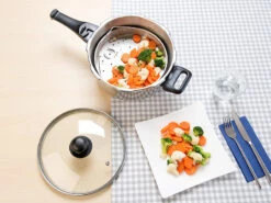 Rosenstein & Söhne Druckkochtopf:Edelstahl-Schnellkochtopf Mit Dampfgar-Einsatz, Bis 90 KPa, 6 L -Rosenstein & Söhne Shop nx9744 4