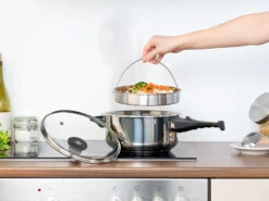 Rosenstein & Söhne Druckkochtopf:Edelstahl-Schnellkochtopf Mit Dampfgar-Einsatz, Bis 90 KPa, 6 L -Rosenstein & Söhne Shop nx9744 5 1