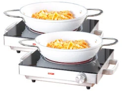 Rosenstein & Söhne Kochplatten:Mobiles Glaskeramik-Kochfeld Mit Infrarot-Wärme, 2.000 Watt, 2er-Set