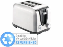 Rosenstein & Söhne Design-Toaster:Edelstahl-Toaster Für 2 Scheiben, 650 W (Versandrückläufer)