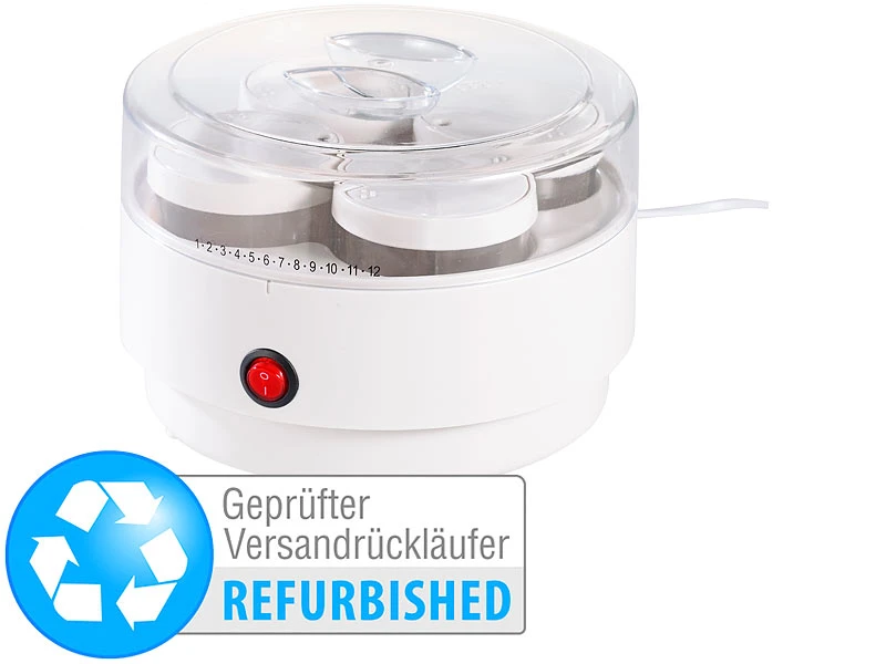 PEARL Joghurt-Gerät:Joghurt-Maker Mit 4 Portions-Gläsern Je 150 Ml, Versandrückläufer 3 PEARL Joghurt-Gerät:Joghurt-Maker Mit 4 Portions-Gläsern Je 150 Ml, Versandrückläufer