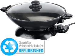 Rosenstein & Söhne Wokpfanne:Elektrischer Wok Mit Thermostat, 1.500 W, 5,1 L (Versandrückläufer)