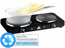 Rosenstein & Söhne Kompakte Elektrische Doppel-Kochplatte, Versandrückläufer