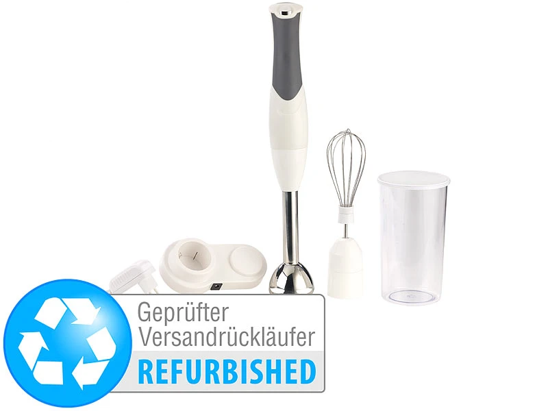 Sichler Stab-Mixer:Edelstahl-Akku-Stabmixer, 15 Min. Laufzeit, 120 W (Versandrückläufer) 3 Sichler Stab-Mixer:Edelstahl-Akku-Stabmixer, 15 Min. Laufzeit, 120 W (Versandrückläufer)