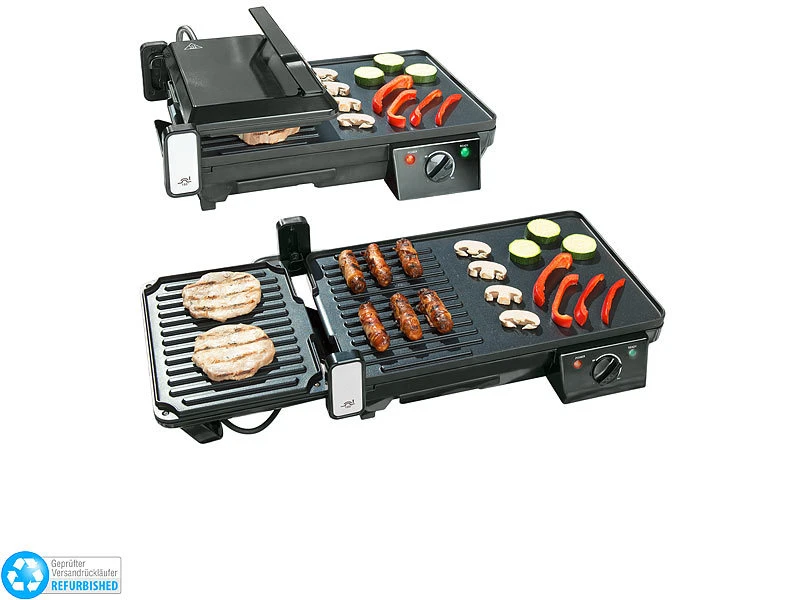 Rosenstein & Söhne Elektrischer 2in1-Tischgrill Mit Kontaktgrill, Versandrückläufer 3 Rosenstein & Söhne Elektrischer 2in1-Tischgrill Mit Kontaktgrill, Versandrückläufer