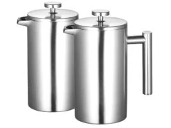 Rosenstein & Söhne Frenchpress-Kannen:2er-Set Thermo-Kaffeebereiter, French-Press, Edelstahl, 1 Liter -Rosenstein & Söhne Shop zx1457 1