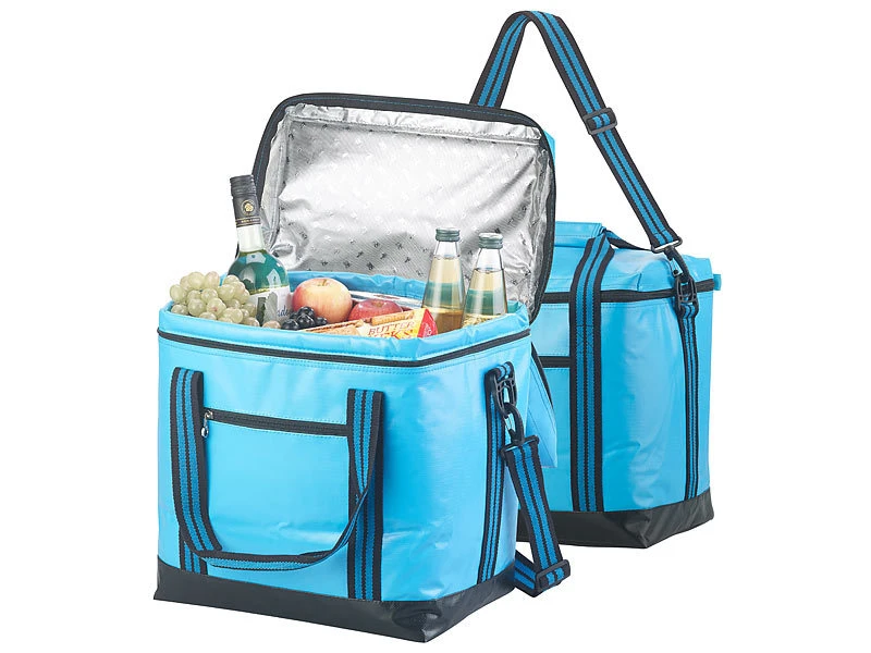 PEARL Flexible Kühltasche:Faltbare Kühltasche Mit Griffen, Wasserdichte Lkw-Plane, 26 L, 2er-Set 4 PEARL Flexible Kühltasche:Faltbare Kühltasche Mit Griffen, Wasserdichte Lkw-Plane, 26 L, 2er-Set – Bild 2