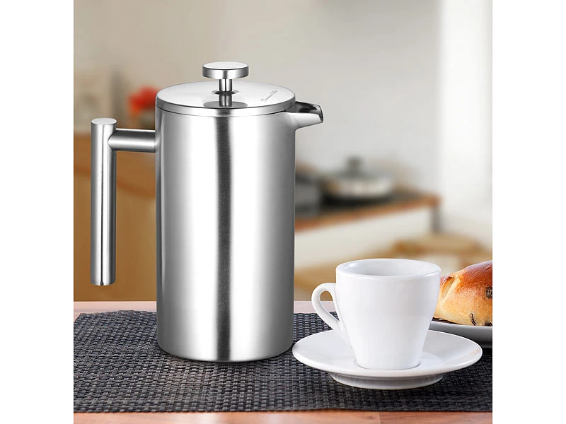 Rosenstein & Söhne Kaffeezubereiter:Thermo-Kaffeebereiter, French-Press, Edelstahl, Doppelwandig, 1 Liter 7 Rosenstein & Söhne Kaffeezubereiter:Thermo-Kaffeebereiter, French-Press, Edelstahl, Doppelwandig, 1 Liter – Bild 5