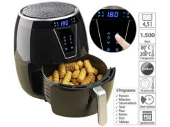 Rosenstein & Söhne Airfryer:Multi-Heißluft-Fritteuse Mit Back- Und Grill-Zubehör, 4,5 L, 1.500 W 24 Rosenstein & Söhne Airfryer:Multi-Heißluft-Fritteuse Mit Back- Und Grill-Zubehör, 4,5 L, 1.500 W -Rosenstein & Söhne Shop zx6060 8 1