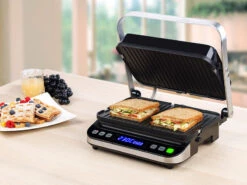 Rosenstein & Söhne Sandwichmaker:Digitaler Panini-, Sandwich- & Kontaktgrill, Timer & Memory, 2.000 W -Rosenstein & Söhne Shop zx6151 8