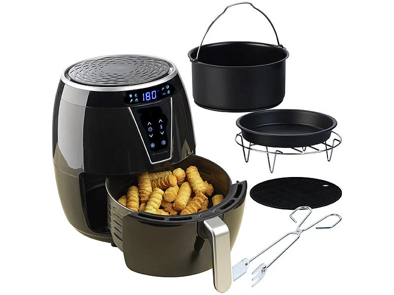 Rosenstein & Söhne Airfryer:Multi-Heißluft-Fritteuse Mit Back- Und Grill-Zubehör, 4,5 L, 1.500 W 4 Rosenstein & Söhne Airfryer:Multi-Heißluft-Fritteuse Mit Back- Und Grill-Zubehör, 4,5 L, 1.500 W – Bild 2