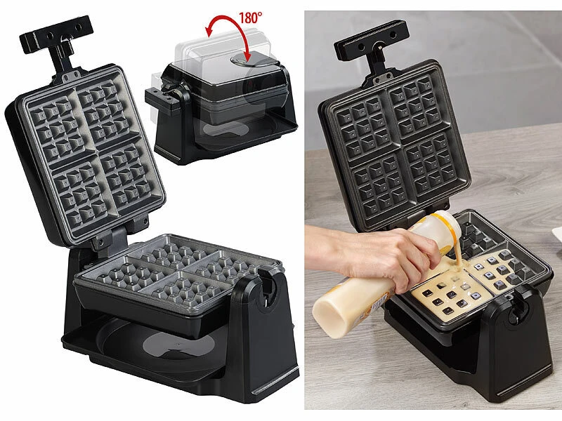 Rosenstein & Söhne Brüsseler Waffeleisen:180° Drehbares Waffeleisen Für Belgische Waffeln, Edelstahl, 1.000 W 3 Rosenstein & Söhne Brüsseler Waffeleisen:180° Drehbares Waffeleisen Für Belgische Waffeln, Edelstahl, 1.000 W