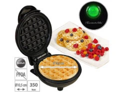 Rosenstein & Söhne Elektrische Waffeleisen:Mini-Waffeleisen Für Runde Belgische Waffeln Mit Ø 10,5 Cm, 350 Watt