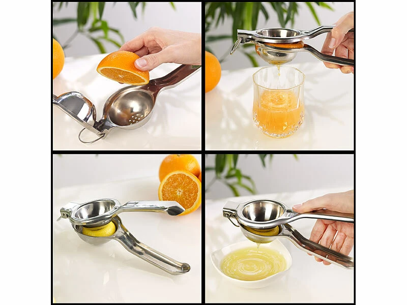 Rosenstein & Söhne Zitruspresse Manuell:2er-Set Manuelle Zitrus- & Saftpresse, Polierter Edelstahl 304, Ø 7 Cm 4 Rosenstein & Söhne Zitruspresse Manuell:2er-Set Manuelle Zitrus- & Saftpresse, Polierter Edelstahl 304, Ø 7 Cm – Bild 2