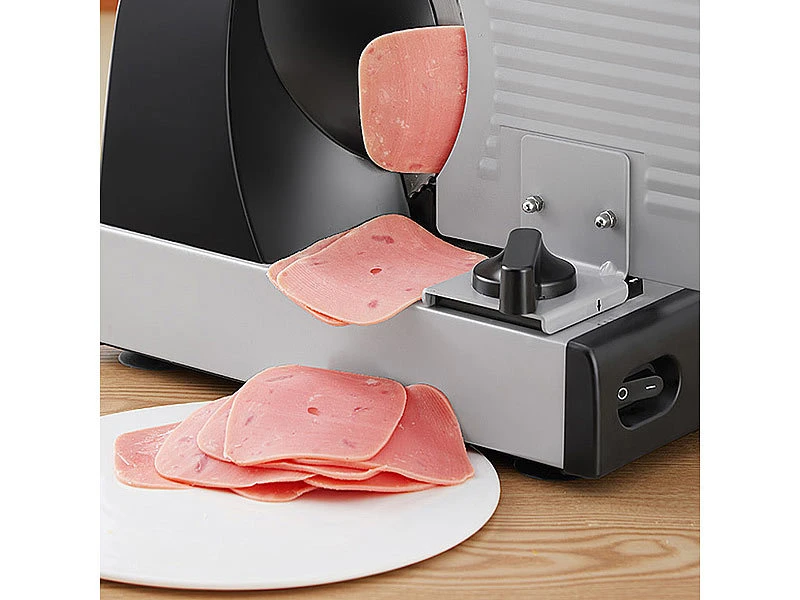 Rosenstein & Söhne Brotschneidemaschine:Elektrischer Allesschneider Mit 2 Edelstahl-Klingen, 1 - 15 Mm, 150 W 7 Rosenstein & Söhne Brotschneidemaschine:Elektrischer Allesschneider Mit 2 Edelstahl-Klingen, 1 - 15 Mm, 150 W – Bild 5